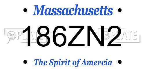 186ZN2 Massachusetts License Plate