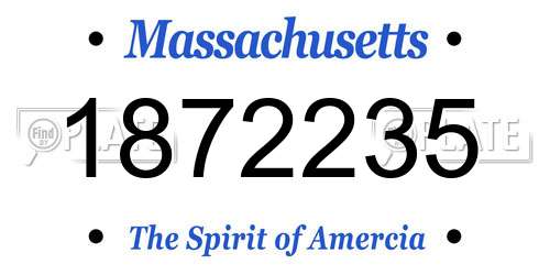 1872235 Massachusetts License Plate