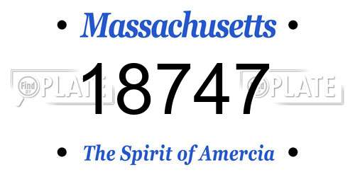 18747 Massachusetts License Plate