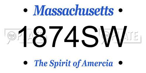 1874SW Massachusetts License Plate