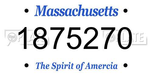 1875270 Massachusetts License Plate