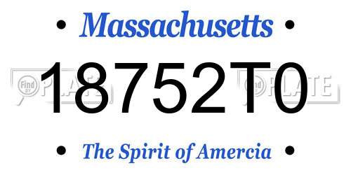 18752T0 Massachusetts License Plate