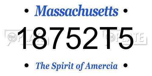 18752T5 Massachusetts License Plate