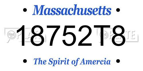 18752T8 Massachusetts License Plate