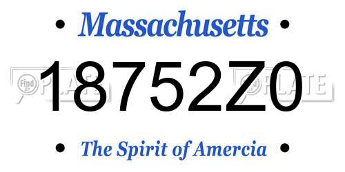 18752Z0 Massachusetts License Plate