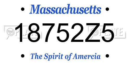 18752Z5 Massachusetts License Plate