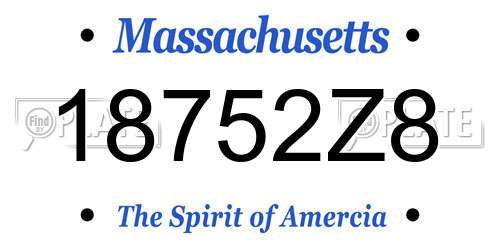 18752Z8 Massachusetts License Plate
