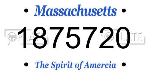 1875720 Massachusetts License Plate