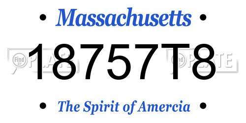 18757T8 Massachusetts License Plate