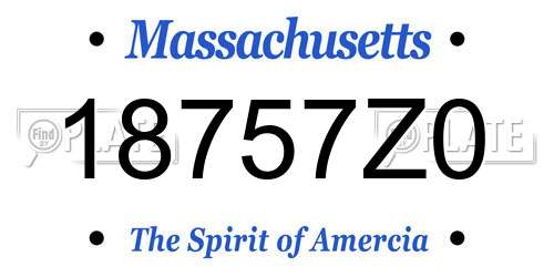 18757Z0 Massachusetts License Plate
