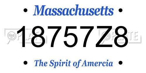 18757Z8 Massachusetts License Plate