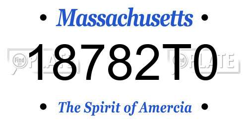 18782T0 Massachusetts License Plate