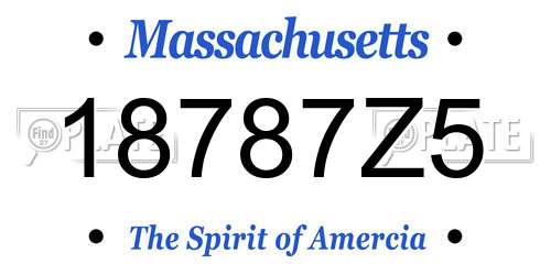 18787Z5 Massachusetts License Plate