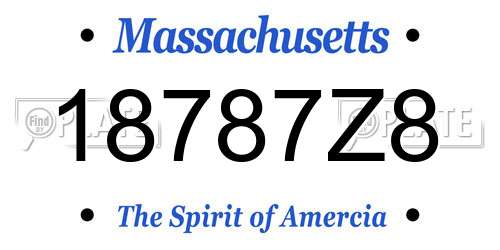 18787Z8 Massachusetts License Plate
