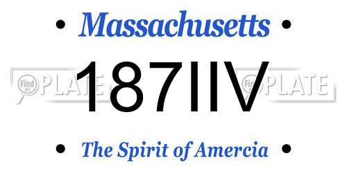 187IIV Massachusetts License Plate