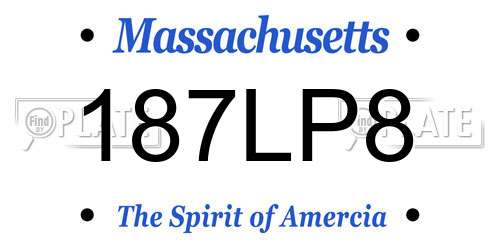 187LP8 Massachusetts License Plate