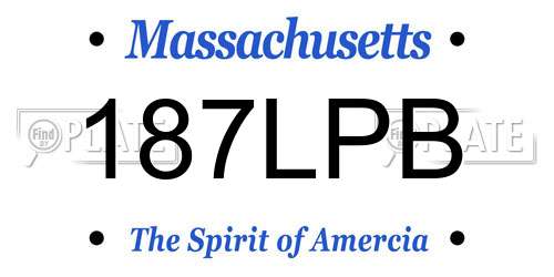 187LPB Massachusetts License Plate