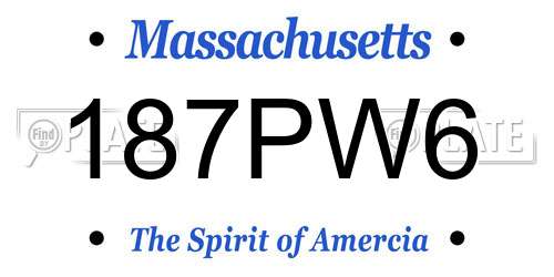 187PW6 Massachusetts License Plate