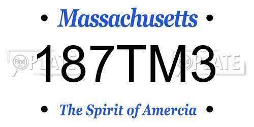 187TM3 Massachusetts License Plate