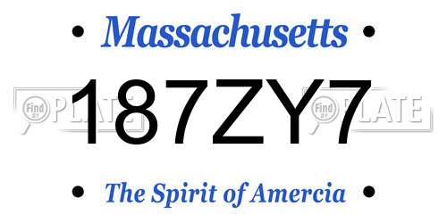 187ZY7 Massachusetts License Plate