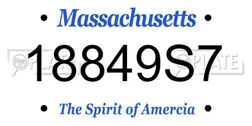 18849S7 Massachusetts License Plate
