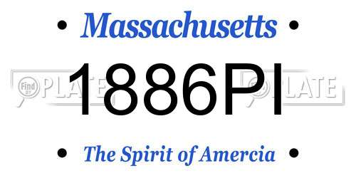 1886PI Massachusetts License Plate
