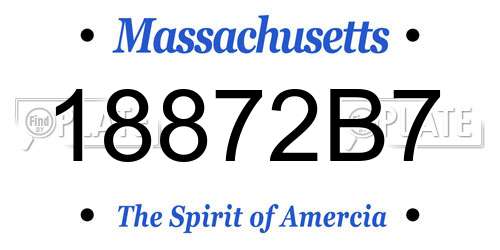 18872B7 Massachusetts License Plate