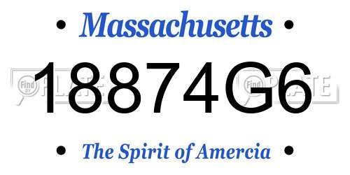 18874G6 Massachusetts License Plate