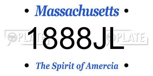 1888JL Massachusetts License Plate