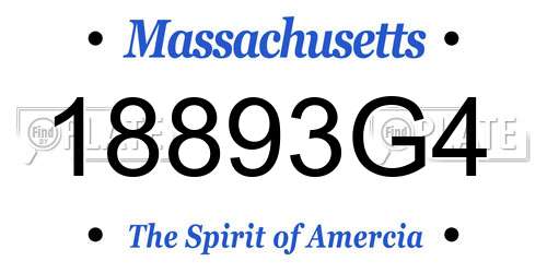 18893G4 Massachusetts License Plate