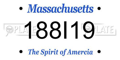 188I19 Massachusetts License Plate