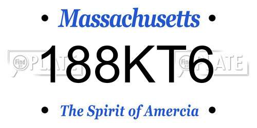 188KT6 Massachusetts License Plate