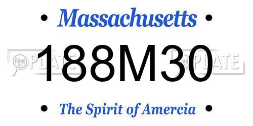 188M30 Massachusetts License Plate