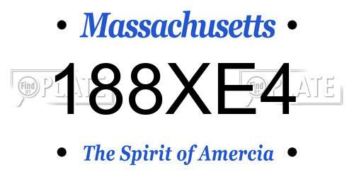 188XE4 Massachusetts License Plate