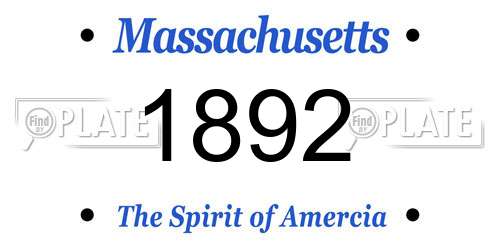 1892 Massachusetts License Plate
