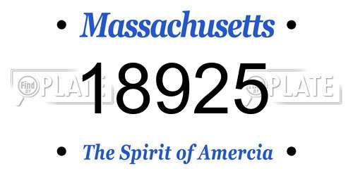 18925 Massachusetts License Plate