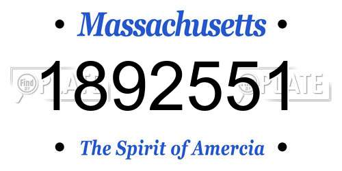1892551 Massachusetts License Plate