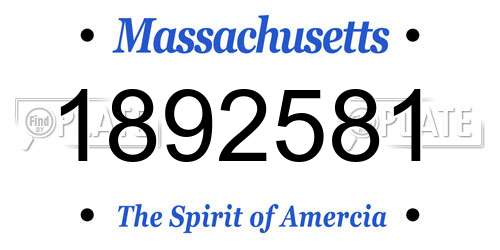 1892581 Massachusetts License Plate