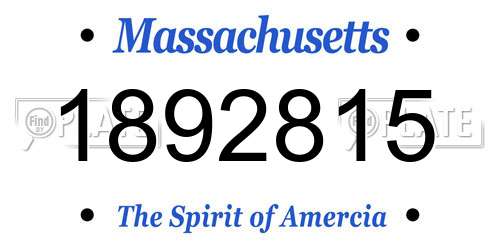 1892815 Massachusetts License Plate