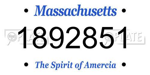 1892851 Massachusetts License Plate