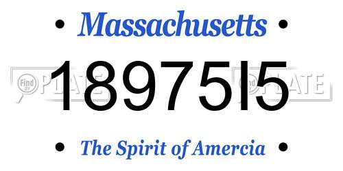 18975I5 Massachusetts License Plate