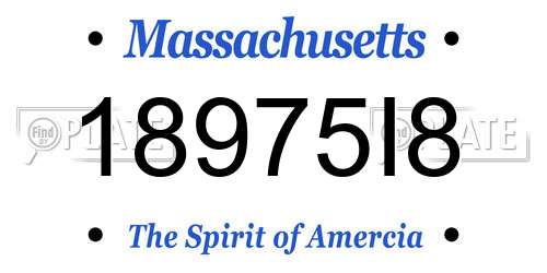 18975I8 Massachusetts License Plate