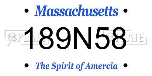 189N58 Massachusetts License Plate