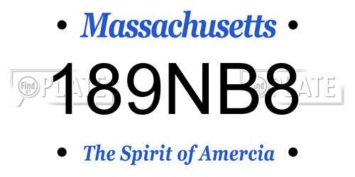 189NB8 Massachusetts License Plate