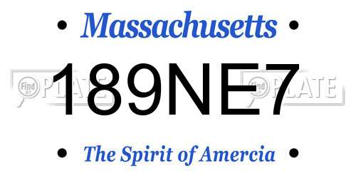 189NE7 Massachusetts License Plate