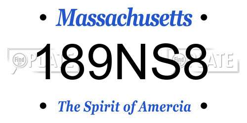 189NS8 Massachusetts License Plate