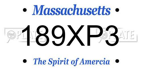189XP3 Massachusetts License Plate