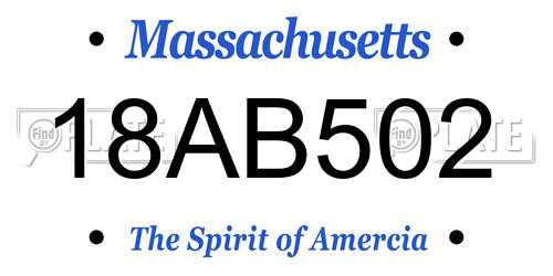 18AB502 Massachusetts License Plate