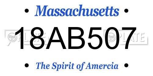 18AB507 Massachusetts License Plate