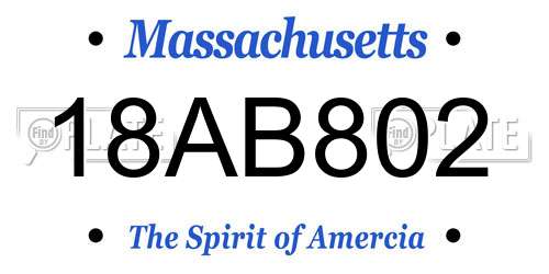 18AB802 Massachusetts License Plate